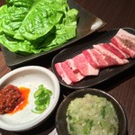 焼肉処　彩 - 黒豚のサムギョプサル 980yen('14.07)