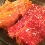 焼肉処　彩 - トントロ小 350yen、ハラミ小 480yen('16.09)