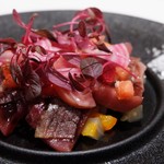 Lien - 千葉県銚子港トロメバチマグロ　フルーツトマト　生ハム　赤ワインソース