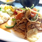 みぃ珈琲 - H.28.10.26.昼 日替わり定食(肉野菜炒め) 750円税込の肉野菜炒めアップ