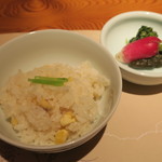 本城 - 栗御飯、香の物
