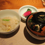 本城 - 栗御飯、味噌汁