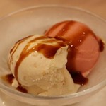 Ristorante Carmine - 福岡産あまおうのフェラートとマロングラッセのジェラートの盛り合わせ