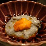 日本料理 とくを - 丹波黒豆の生湯葉うにのせ