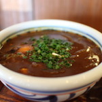 Kamaageudon Suzuya - 玉葱たっぷりトロみの少ないスパイシーカレー+野田養鶏園のこだわり玉子☆