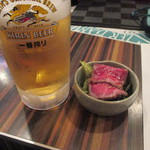 居酒屋　はる坊 - 16/11　お通しの牛たたき