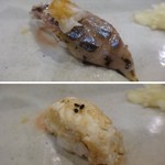 鮨匠 のむら - ◆秋刀魚・・軽く〆て炙った品。秋刀魚は旬ですので脂がのっていますよ。
            ◆対馬の穴子・・コレも自信作だそう。煮切りを付けず「穴子」の旨みを味わえます。