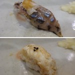 鮨匠 のむら - ◆秋刀魚・・軽く〆て炙った品。秋刀魚は旬ですので脂がのっていますよ。
            ◆対馬の穴子・・コレも自信作だそう。煮切りを付けず「穴子」の旨みを味わえます。