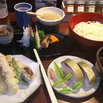 おめん 銀閣寺本店 - おめん天ぷら 鯖寿司セット