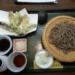 Shimizuya - 横田こそばのせいろ¥1050+牡蠣の天婦羅¥850