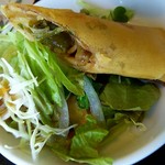 敦煌 - ランチ 定食の春巻き と サラダ