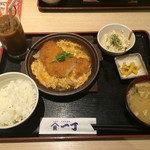 魚や一丁 - 201611  一丁  ★ロースとんかつの玉子とじ定食（750円）★コーヒー（ドリンクバー）付き、ご飯お代わり無料(^-^)/  