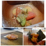 菊鮨 - 追加で、、お会計から逆算すると、2貫で1400円程度。
      ◆カマス。
      ◆バフンウニ。
      ◆デザート。
      