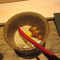 日本橋 蕎ノ字 - 先附（新蕎麦の実、自然薯、なめこ、食用菊）
