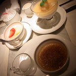 中国料理 翡翠宮 - 杏仁豆腐・洋ナシの杏仁・ジャスミンティーのブリュレ
