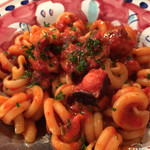 ピッツェリア　イルソーレ　天サン - 溺れだこのトマトソース ヴェスビオ…おぼれだこ……タコが何で溺れたん？…と、店員さんに聞きたいのを我慢しました（笑）