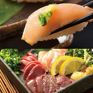 【必食】鶏のお刺身・握り寿司。宮崎から刺身用を取り寄せてます