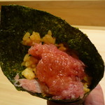鮨 つきうだ - 雲丹ご飯に中落ちの巻物
