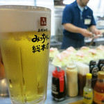 Okonomiyaki Mitchan Sohonten - 午前中から呑む生ビール、美味いっす！