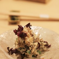 実伶 - 先付け（エビと柿の白和え）