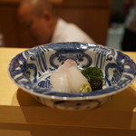 銀座 しのはら - スミイカ、鯛のお造り