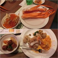 リラッサ - 蟹大漁盛り、リラッサ丼札幌大球のファルシ／鳥団子の中華風カレー煮込み、渡り蟹と帆立貝柱の蒸籠蒸しご飯、真鱈とブロッコリーの塩味炒め、海老のチリソース