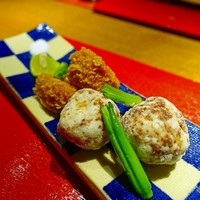 賛否両論 名古屋 - 【2016.9】柿のかき揚げ、湯葉入り鶏つくね
