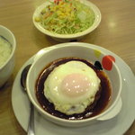 松屋 - 2010/11/25　デミたまハンバーグ定食580円1008kcal