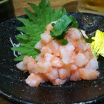 俺の魚を食ってみろ!! - 平貝の明太合え。サービスでいただきました。
