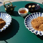 腰掛庵 - 2016.11.5わらび餅＆お茶＆おまけの栗菓子
