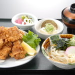 さしみ家 魚常 - 鳥の竜田揚+はいからうどん定食