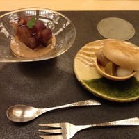 銀座 小十 - 最中と巨峰のデザート