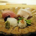 室町 和久傳 - 造り/烏賊・カンパチ・鮪
      「2016.11夜利用」