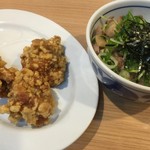 布施 細見商店 - 満足セット（焼豚丼、唐揚げ3ケ）（￥450）