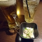 ぴよっと - ビールとジンジャーエール、お通し