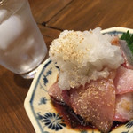 うけもち - カンパチづけ。久米仙。もうここは美味いの分かり切ってるから更新は写真だけで良いよね？