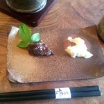 そば味噌、山葵漬け