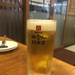 Okonomiyaki Mitchan Sohonten - ビールはキンキンに冷えて美味しい。