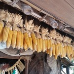 神楽宿 - 歴史資料蔵の軒先にはとうきびが吊るされてます