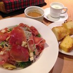 Espetalia - H.28.11.4.昼 野菜のスープ・今日の気まぐれたっぷりサラダ・カロッツァ＆野菜のケークサレ：今日のきまぐれサラダランチ 1,000円税込