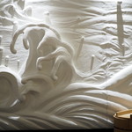 肉屋 雪月花 NAGOYA - カウンター背後の漆喰