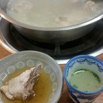 水たき 長野 - タレの甘酢と鍋の出汁のスープ
