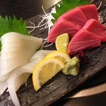 海鮮料理 吾作どん  - H.28.11.5.夜 お造り 生まぐろトロ 1,200円税別・お造り 剣先イカ 680円税別