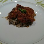 フォアグラポワレ　キノコのリゾットを添えて