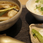 つきじ 文化人 - 牡蠣せいろ　1,230円＋三つ葉と大根ご飯　100円