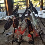 高森田楽保存会 - 「高森田楽コース (1890円)」、自分で囲炉裏で焼く田楽っていいものですね～♪