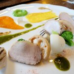 手打ち蕎麦とフレンチの やな木 - ＜2016年11月＞荒戸山ピオニーポークのローストと温野菜、４種のソースとともに