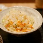 虎白 - 「飯物」・・・桜海老の炊き込みご飯、生海栗　2016年7月