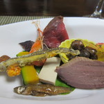 かたつむり - 前菜、どじょう・鹿腎臓・鹿肉