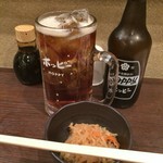 鳥城酒蔵 - 黒ホッピー１３０円，キンミヤ中２９０円，合わせて４２０円，高い！！！